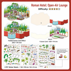 Roman Hotel Open-Air Lounge 3D Scene Sticker Kit with foldable scene card and PET sticker sheets