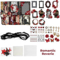 Romantic Reverie Junk Journal Kit flat lay showing the coordinated papers, ephemera, stickers, and craft embellishments included in the set