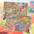 School Days 3D Scene Sticker Kit Set with two finished campus scenes