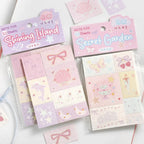 Secret Garden memo pad set with soft pastel patchwork note pages for journals, planners, and scrapbook layouts.