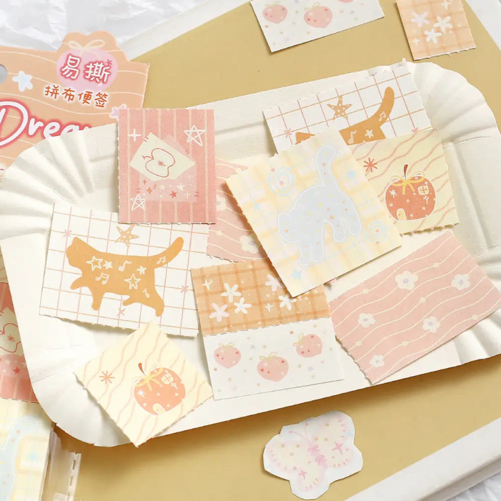 Secret Garden memo pad assortment showing four pastel paper designs for creative notes and planner decoration.
