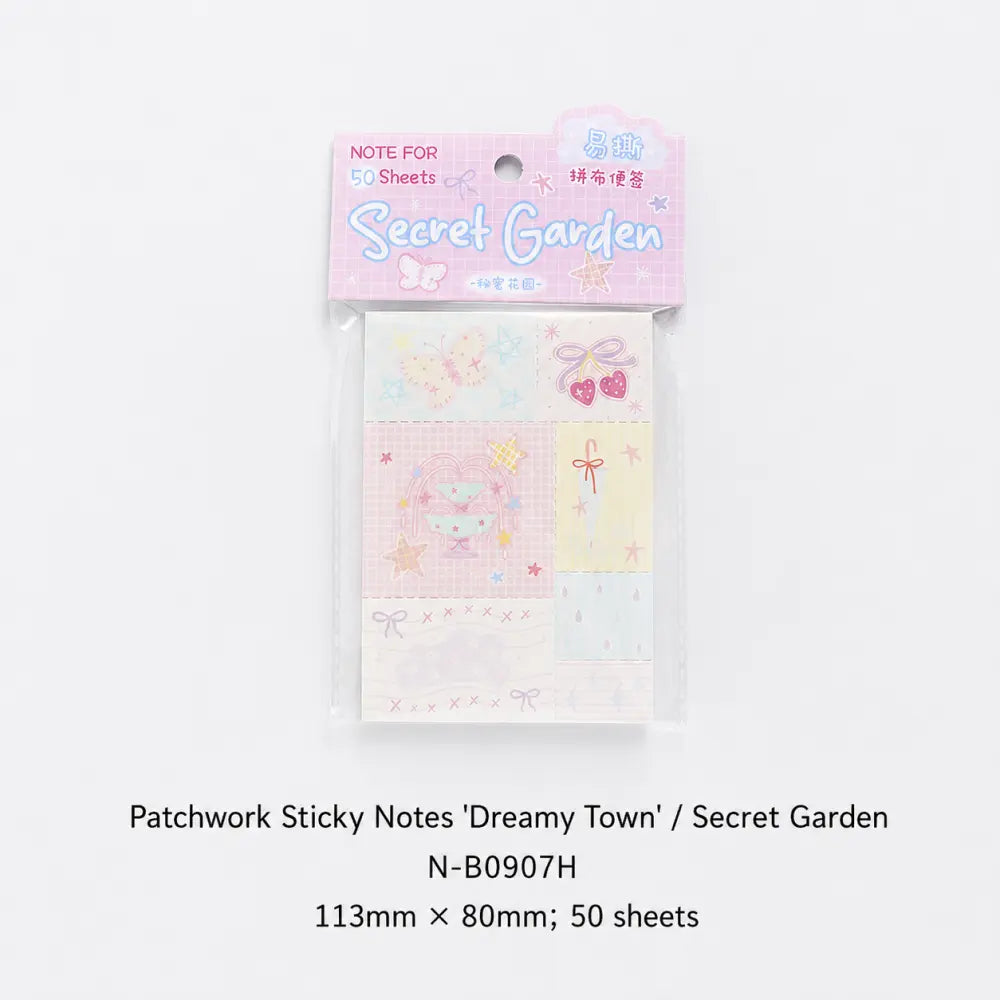 Secret Garden memo pad style with pastel patchwork note pages for journals and planners.