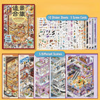 Overview of Shopping Mall Vol. 2 3D Scene Sticker Book with 10 sticker sheets and 5 scene cards