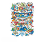 Sky City 3D-look scene sticker kit shown as a single finished miniature cloud city scene