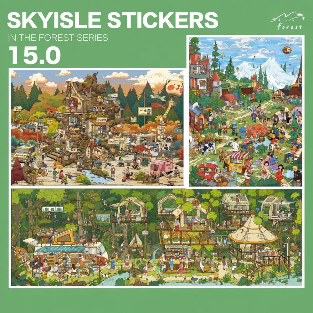 Skyisle 15.0 Forest Series Scene Sticker Kit overview with three forest scene styles