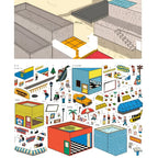 Skyisle American Comic Street scene sticker kit detail with cartoon street sticker pieces