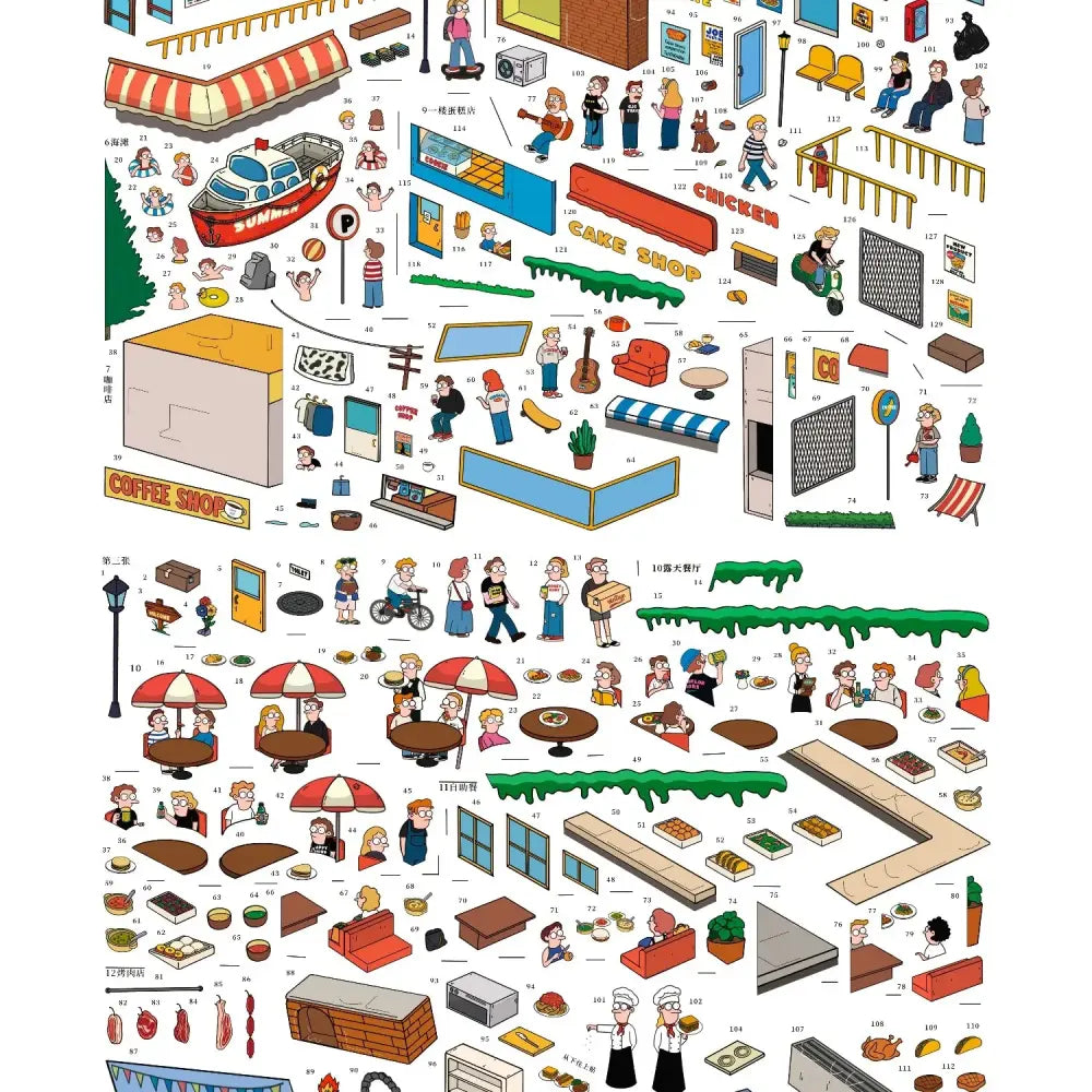 Skyisle American Comic Street scene sticker kit package and scale detail