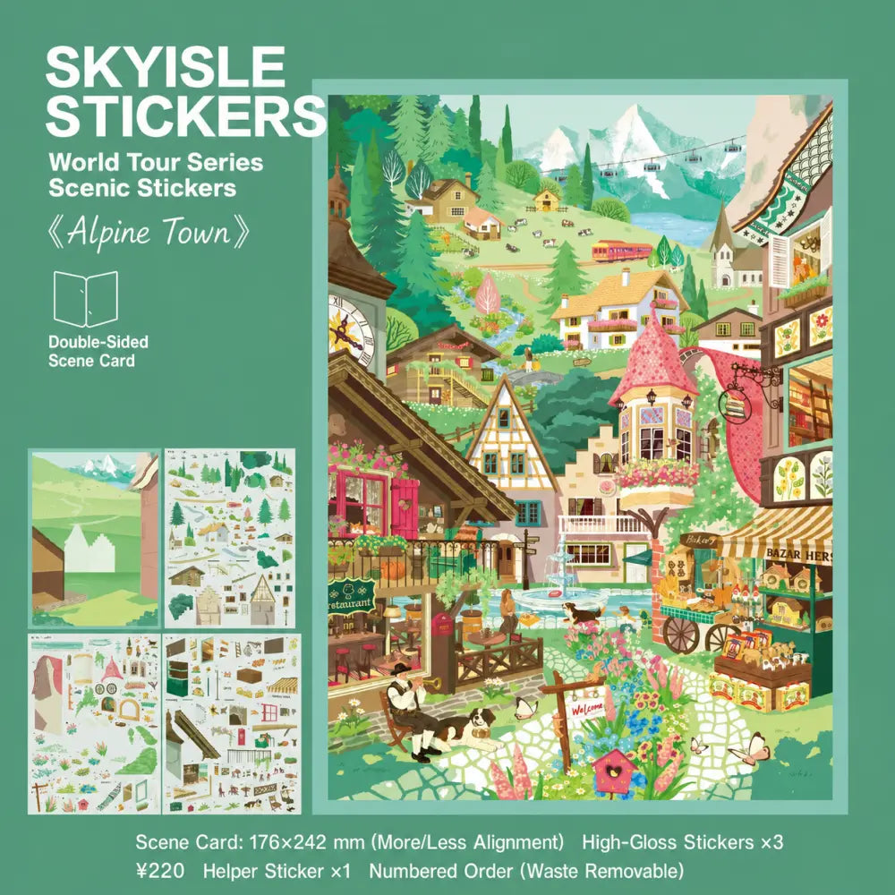 Skyisle California sunset 3D-look travel miniature scene sticker design