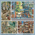 Skyisle Colorful City scene sticker kit overview with multiple miniature urban scenes