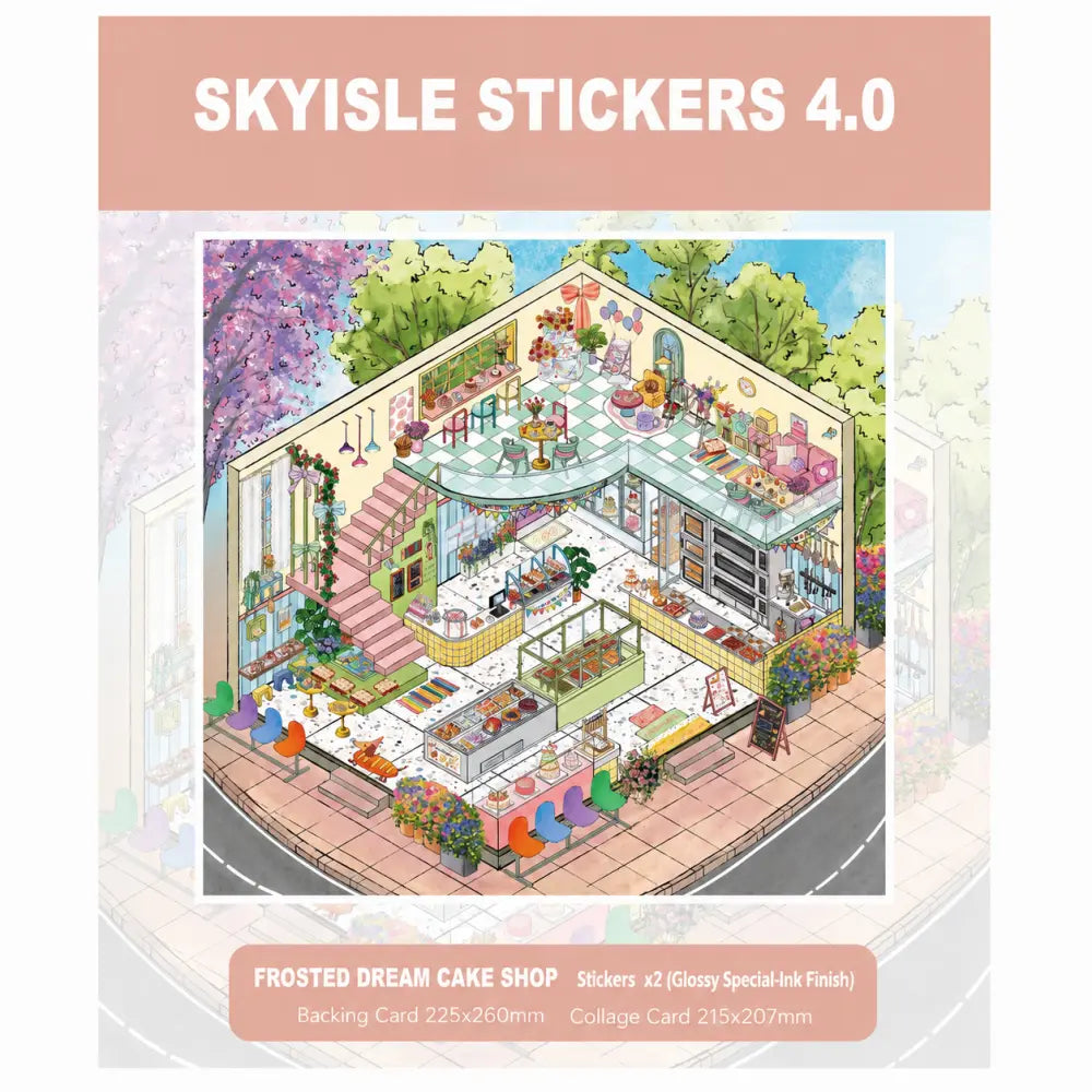 Skyisle dreamy cake shop 3D-look miniature scene sticker design