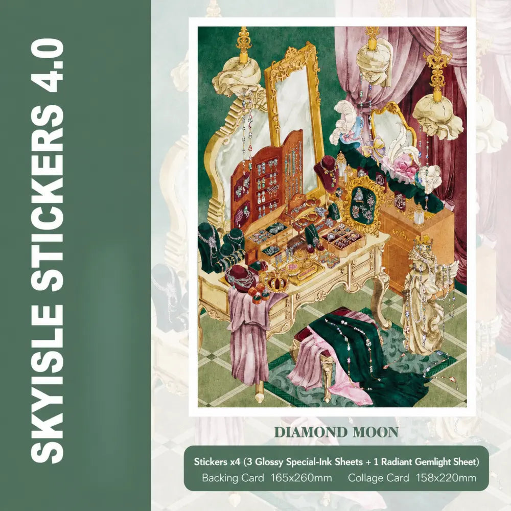Skyisle Diamond Tears scene sticker kit contents with scene cards and sticker sheets