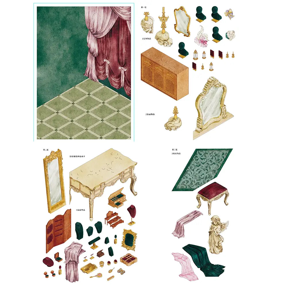 Skyisle Diamond Tears scene sticker kit close-up with sparkling miniature sticker pieces
