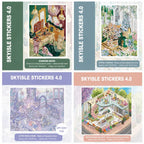 Skyisle Diamond Tears scene sticker kit overview with dreamy miniature vanity, crystal, and cake shop scenes