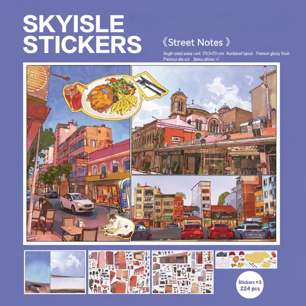 Skyisle Istanbul Journey scene sticker kit package contents and sticker sheets