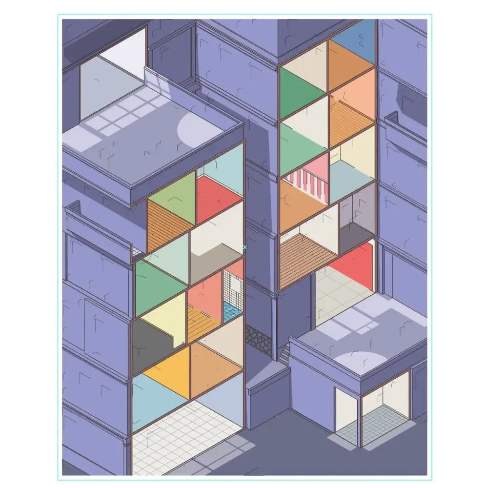 Skyisle Morning to Night City scene sticker kit detail with miniature city sticker pieces