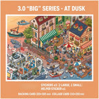 Skyisle evening city 3D-look miniature scene sticker design