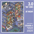 Skyisle noon city 3D-look miniature scene sticker design