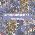 Skyisle Morning to Night City scene sticker kit overview with four time-of-day miniature city scenes