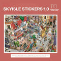 Skyisle Small Town Library scene sticker kit overview with miniature town and library scene designs