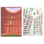 Skyisle Small Town Library 3D-look miniature town scene sticker design