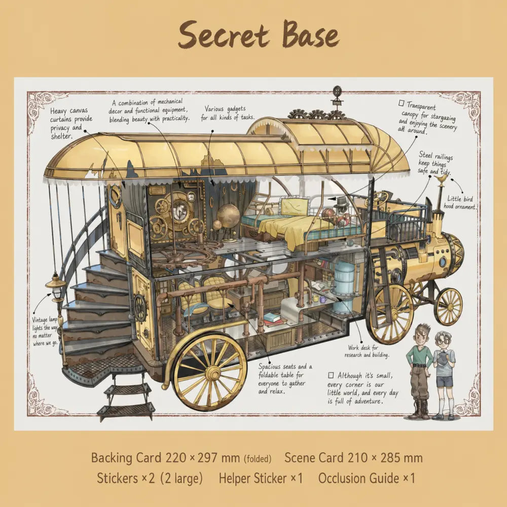Skyisle Utopia Sketchbook airship stationery store 3D-look miniature scene sticker design