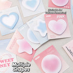 Soft Shape Hearts and Clouds sticky notes color detail with pink and blue memo shapes for creative journaling.