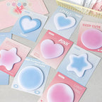 Soft Shape Hearts and Clouds sticky notes All 2 Styles set with pink and blue shaped note pads.