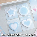 Blush Blue Soft Shape Hearts and Clouds sticky notes with soft blue shaped notes for journals.