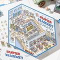 Supermarket 3D Scene Sticker Kit with completed miniature supermarket scene