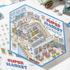 Supermarket 3D Scene Sticker Kit with completed miniature supermarket scene