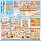 Supermarket Organizer scene sticker book contents with 16 PET sticker sheets and 8 scene cards