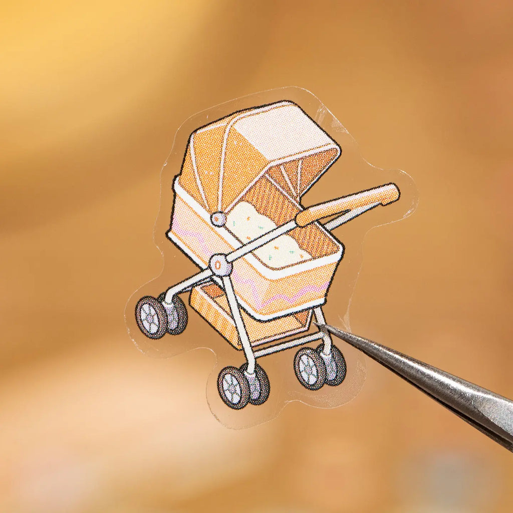 Close-up of stroller PET sticker from Supermarket Organizer 3D Scene Sticker Book