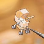 Close-up of stroller PET sticker from Supermarket Organizer 3D Scene Sticker Book