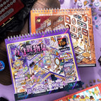 Tarot Secrets mini shops scene sticker book displayed with miniature illustrated shop pages