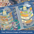 Finished Nordic night city layout reference from Telado 10.0 Urban Rooms Adventure 3D scene sticker book.