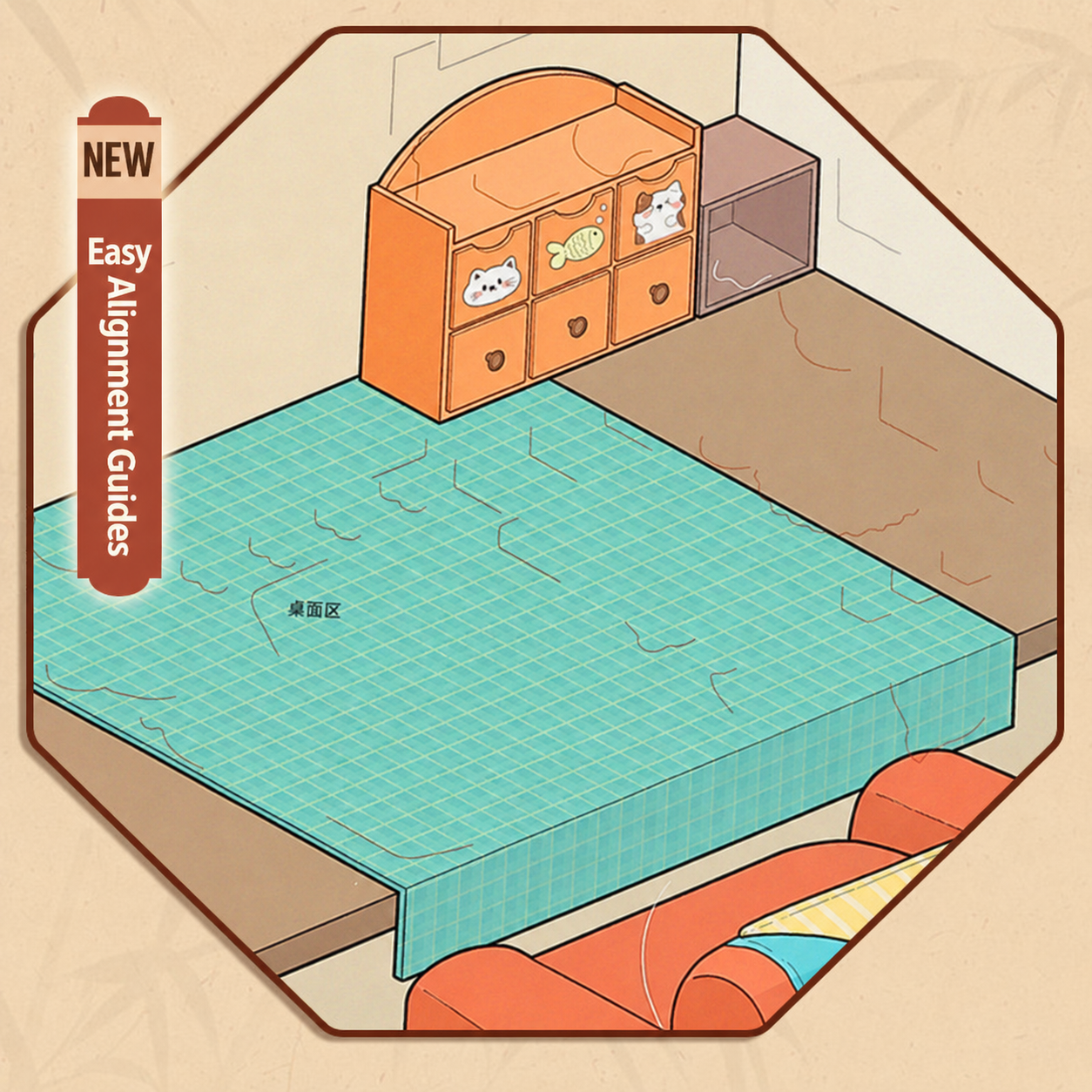 Easy alignment guide on a scene card for placing Telado 13.0 stickers