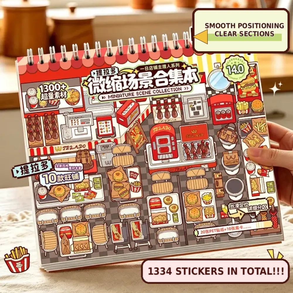 Telado 14.0 Mini Shop 3D Scene Sticker Book Standard Edition with a miniature shop scene cover