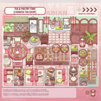 Chinese tea shop miniature scene with tea and pastries from the Telado 14.0 Mini Shop sticker book