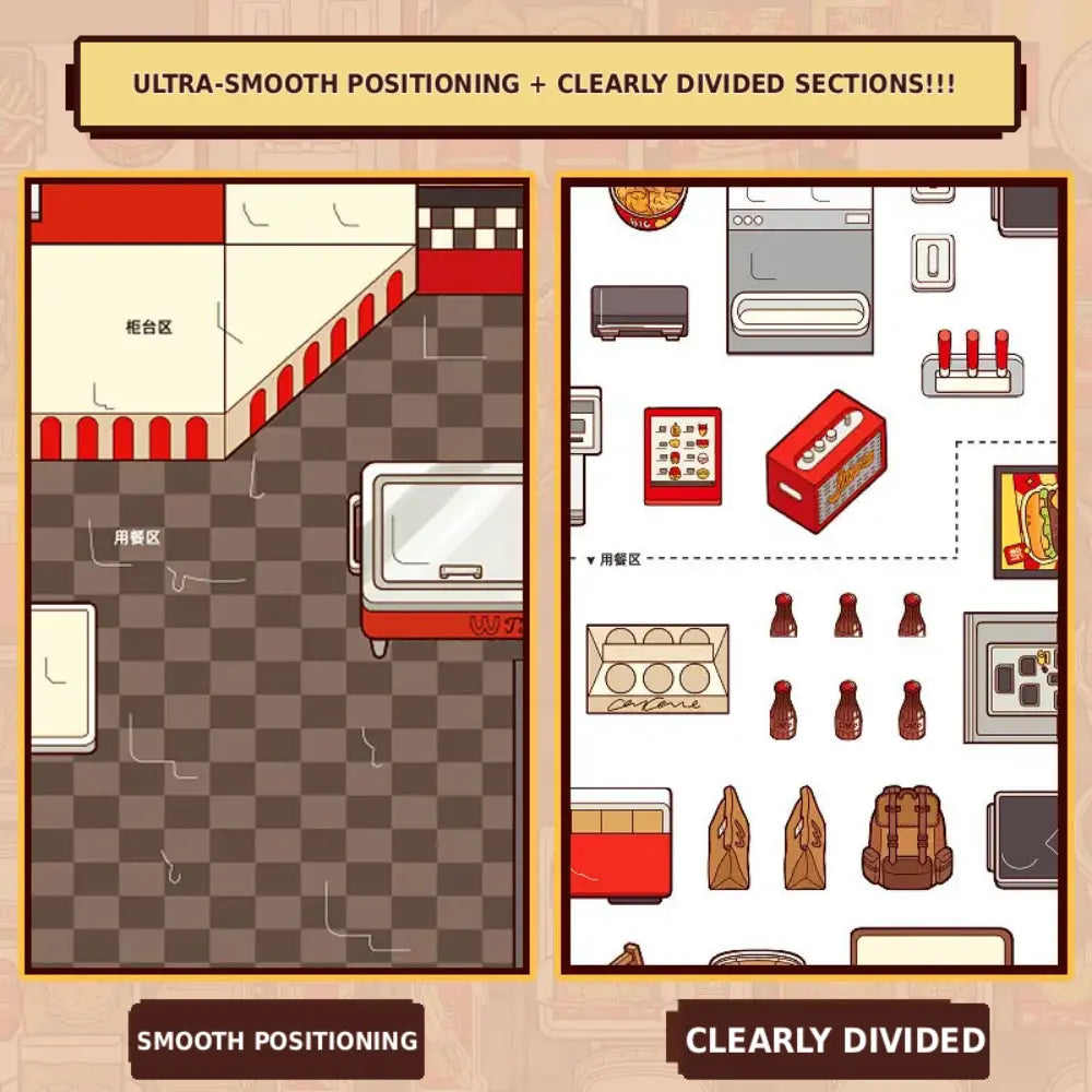 Close-up of the Telado 14.0 sticker book showing smooth positioning areas and clearly divided sticker sections