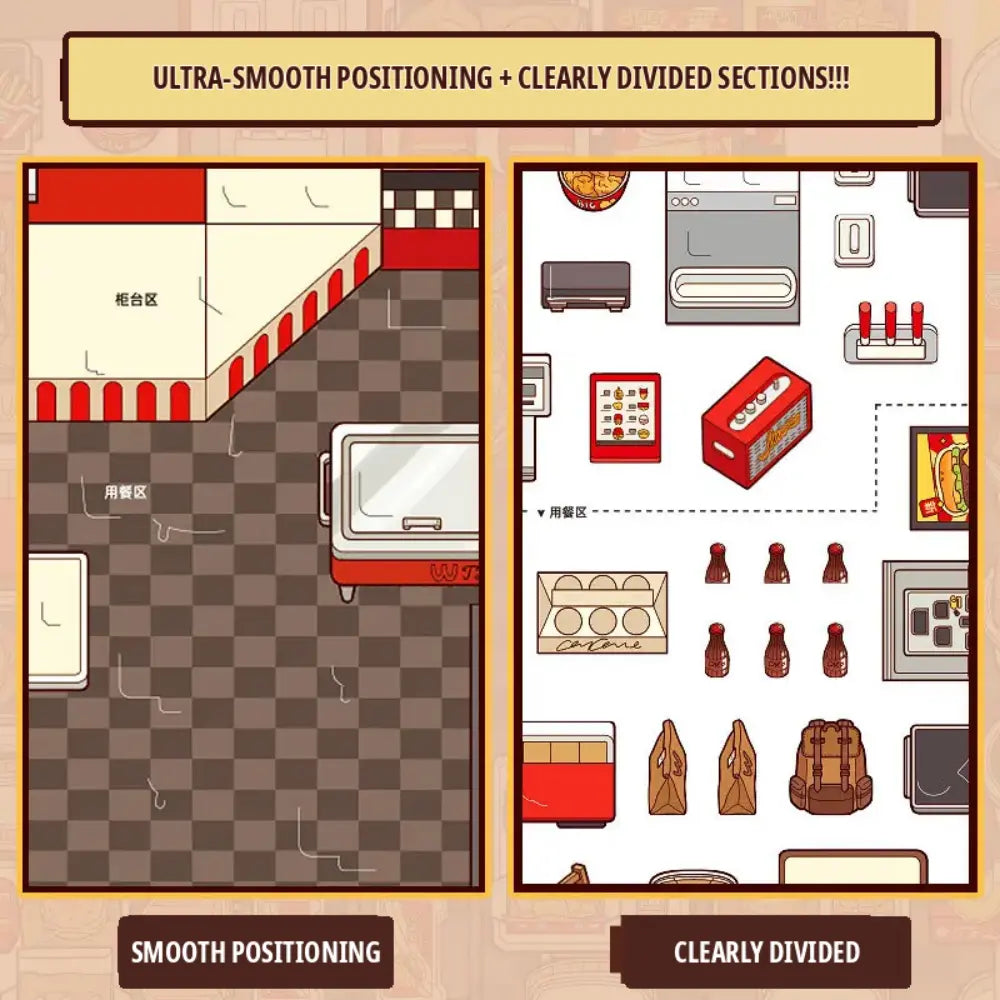 Close-up of smooth positioning areas and clearly divided sticker sections in the upgraded Telado 14.0 sticker book