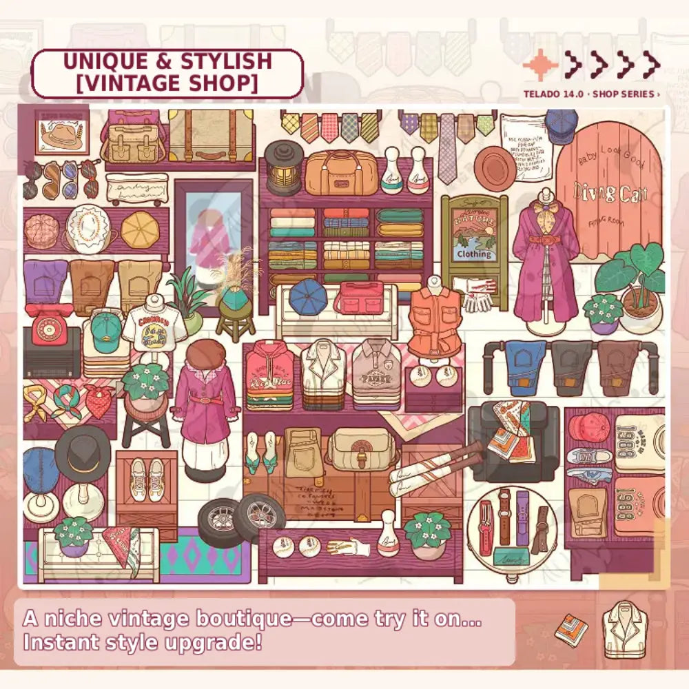 Vintage shop miniature scene from the Telado 14.0 Mini Shop 3D Scene Sticker Book