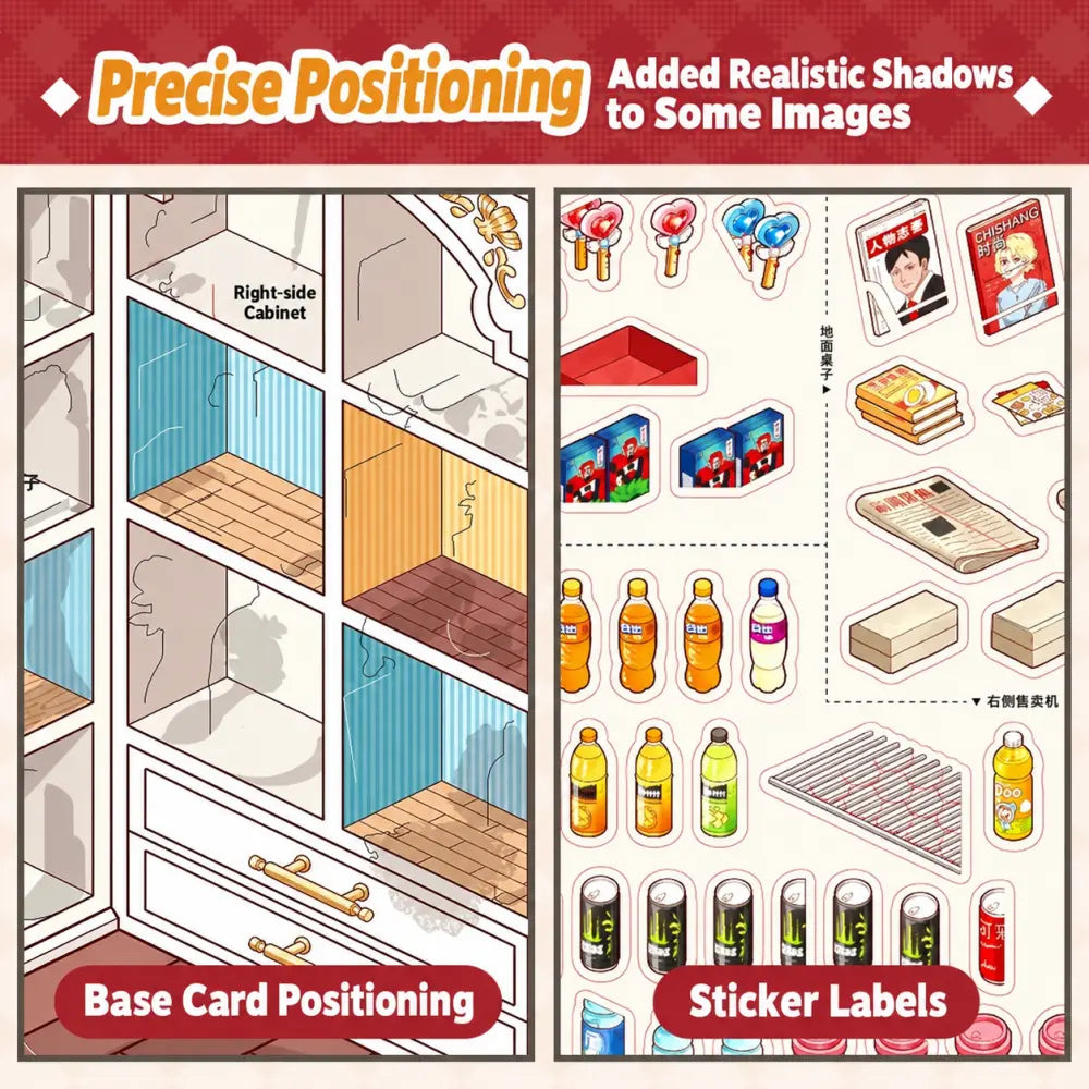 Contents overview of Telado 15.0 Mini Scene Collection Book showing 10 scene base cards and 24 sticker sheets