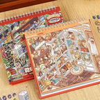 Positioning guide for Telado 15.0 Mini Scene Collection Book showing base card placement and sticker labels