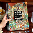 Telado 9.0 City Rooms Adventure scene sticker book held by hand with spiral binding and illustrated cover.