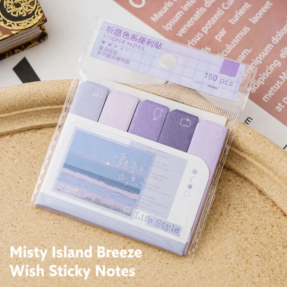 Misty Island Breeze Travel Ticket sticky notes with pastel ticket notes for journaling and planning.