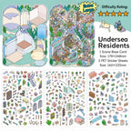 Undersea Residents 3D Scene Sticker Kit with one scene base card and three PET sticker sheets