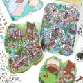 Undersea Residents and Forest Cottage 3D Scene Sticker Kit Set with two finished miniature scenes