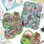 Undersea Residents and Forest Cottage 3D Scene Sticker Kit Set with two finished miniature scenes