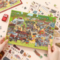 Finished Vintage American Afternoon Park 3D scene sticker kit with coffee van, music stage, and street market details