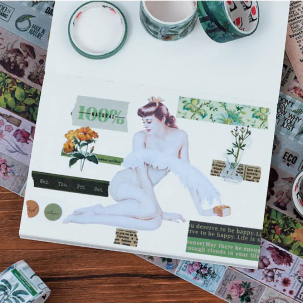 Vintage Botanical washi tape layout detail